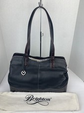 Brighton Brown Crocodile Croc Black Pebble Leather XL Satchel Shoulder Purse