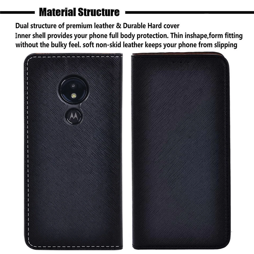 Кожаный чехол-бумажник со стойкой для Motorola Moto E14/G04/G24/G34/G35/G45/G55/85 - Изображение 2 из 4