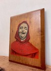 Mid -Century Vintage Merry Monk Wall Plaque, Wooden Sign, Wall art, Church panel
