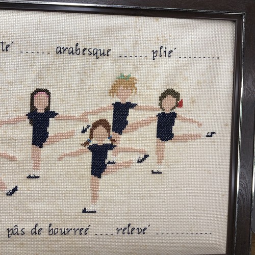 Vintage Ballet Positions Cross-Stitch Needle Embroidered Art Girl Dance 16x13 - Picture 6 of 6