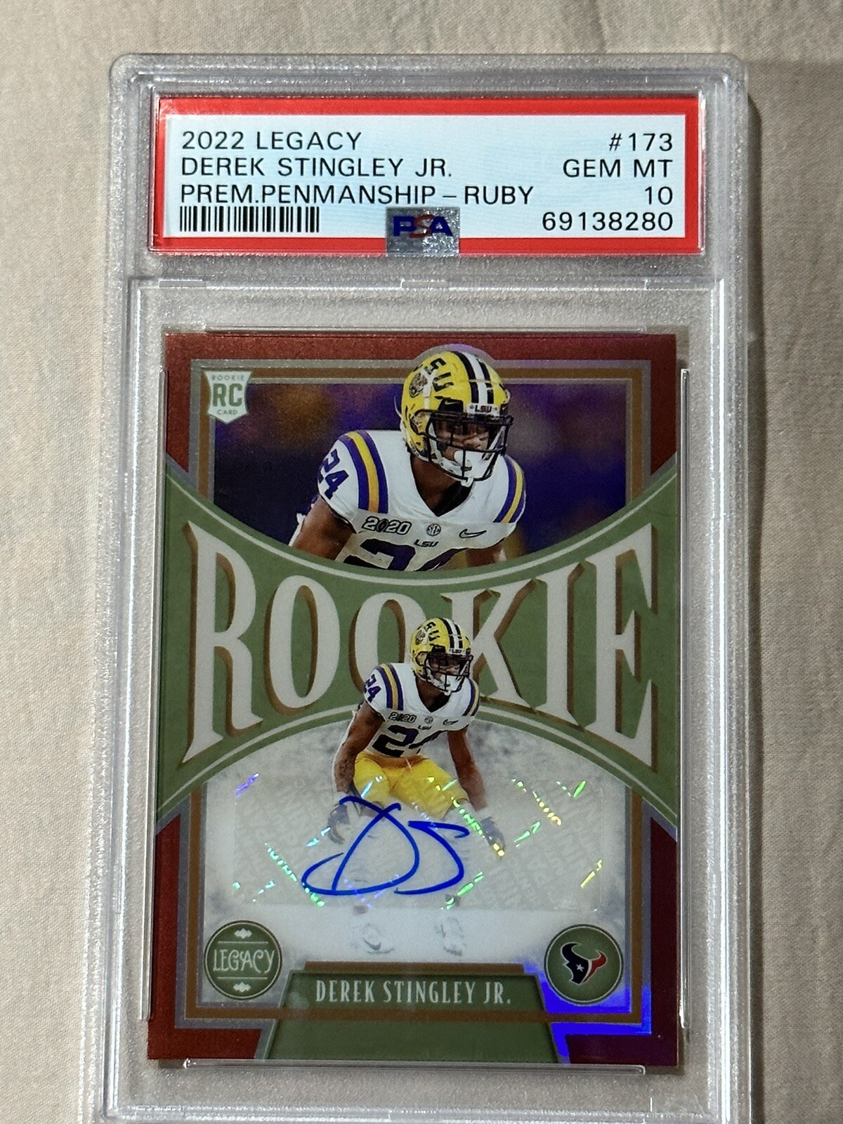 Derek Stingley Jr. Panini Legacy #173 Premium Penmanship-Ruby