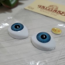 Acrylic Blue Eye for Doll Making 22mm Tallinas Hollow Back Oval Almond VTG New