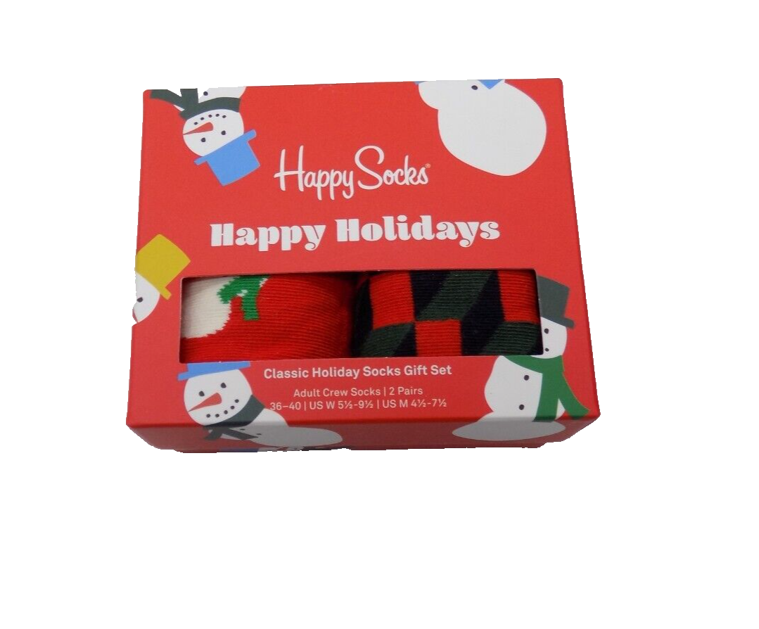 Happy Socks Holiday Gift Set Adult Crew Organic Cotton Snowmen