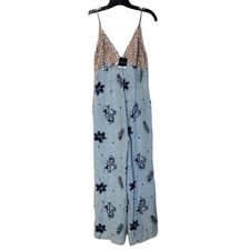 Topshop Blue Jumpsuit Floral Spaghetti Strap Embroidered NWT Size 6