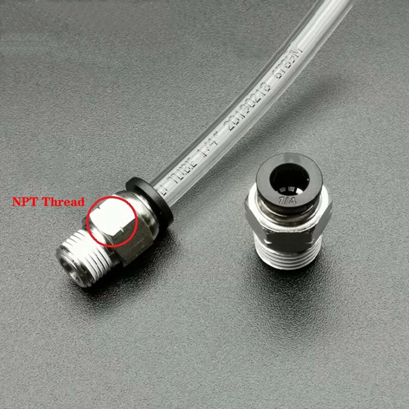 5Pcs Pneumatic Connector 1/4'' OD Tube NPT1/4'' Metal Thread Push in fitting - Image 4 of 4