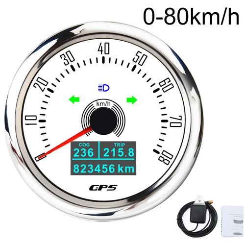 Waterproof 85MM GPS Speedometer 0-80km/h 7 Color Backlight For Motorcycle Marine - Picture 1 of 4
