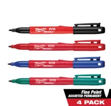 Milwaukee INKZALL Fine Point Markers 4-Pack – Multi-Color, Jobsite Tough - NEW