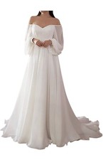 Womens Plus Size Maxi Formal Bridesmaids White Off Shoulder Dress. Size:15