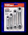 Hyper Tough 4pc Double End Ratchet Wrench Set, 12-pt,25° Offset Head SAE,forged