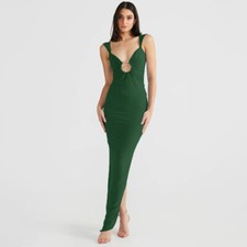 Sexy Para Mujer Vestidos Largos Escote en V Espalda Vestido Súper Ajustado Sin Mangas