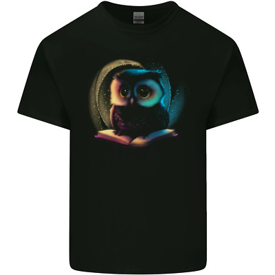 Eule Liest Ein Buch Buchwurm Leser Herren Baumwoll T-Shirt Tee Top