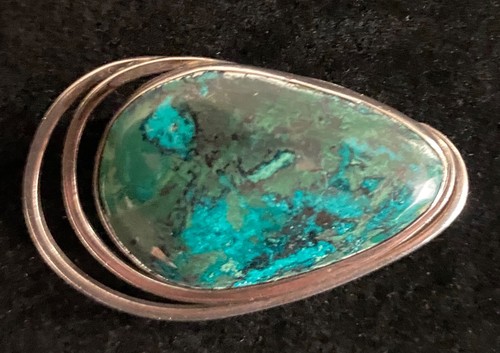 MCM Gemstone Azurite Pendant/Brooch Vintage Beautiful Sterling Silver Unique - Picture 19 of 19