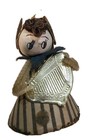 Vintage Japan MCM Paper Cone Wood Head Pixie Elf w/ Harp Christmas Ornament... — photo 1