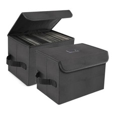 Vinyl Record Storage Box, Nylon Foldable and Stackable Set of 2 Vinyl 7-inch