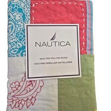 Nautica Long Beach Patchwork Standard Quilted Pillow Sham NEW