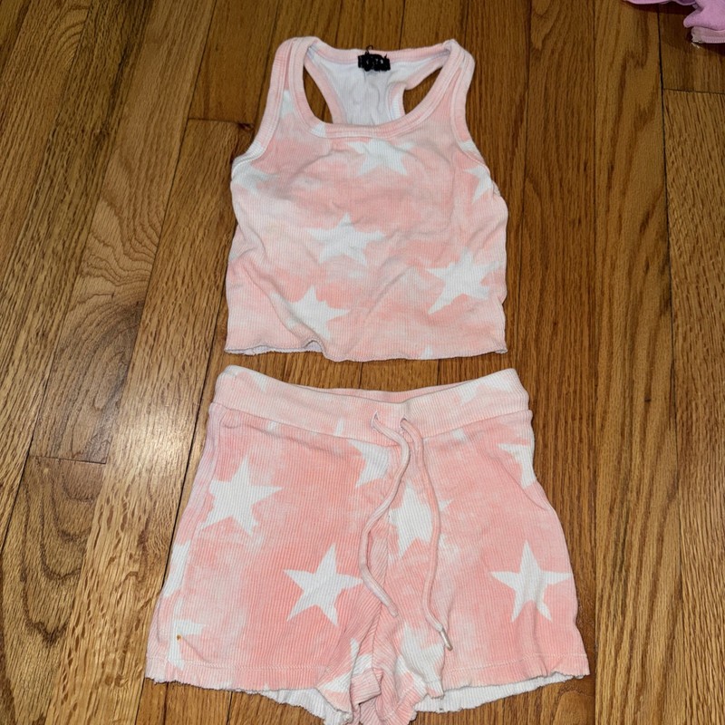 fbz Girls Size 6 Short Set Peach With Stars