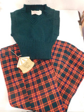 Vintage Youth Park  Girltown Bell Bottom Plaid Houndstooth Pants  Sweater Set