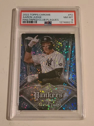2022 Topps Chrome Aaron Judge P2 Pinstriped Club Plaques #P-2 Yankees PSA 8