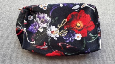 LISA ELDRIGE 1 Kleine Beauty Kosmetiktasche Make-up BAG Velvet Pouch Flowers NEU