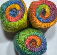 Job lot knitting crochet yarn 3x Ball 100% Pure Wool Rainbow Yarn Striped KL1130