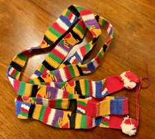 Vintage Guatemalan Hand Embroidered Belt Sash 80" Long COLORS 