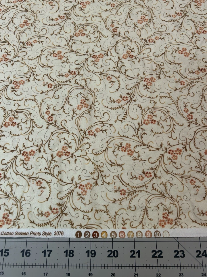Nesting Place by Dover Hill Benartex Fabric Cream Floral BTY Quilting Sewing - Image 2 of 3