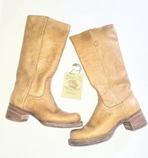 70s Frye BLACK LABEL 7.5 Campus Banana Boots Tall Chunky Heel Stacked Vintage