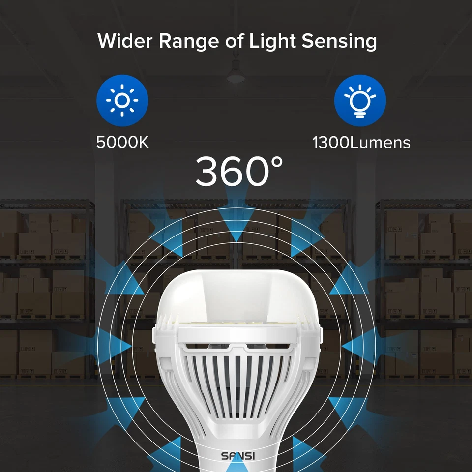2 pcs LED Light Bulb Dusk-to-Dawn Auto On/Off 13W=100W 5000K Night Lights E26 - Image 2 of 4