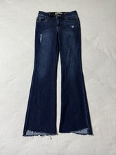 Democracy Jeans Womens 6 Blue Bootcut Dark Wash Ab Technology Frayed Hem