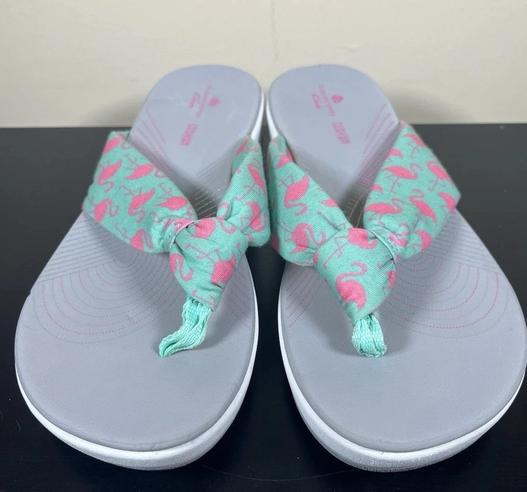 Sandali Clarks Cloudsteppers donna 8 rosa fenicottero slip on zeppa perizoma P1212