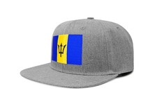 Country Hat, Adjustable Snapback Trucker Baseball Cap (Barbados, Grey Flatbill)