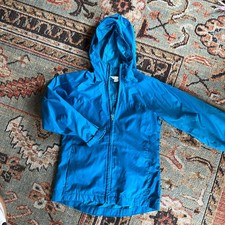 EUC Kids Girls Turquoise Packable Raincoat Land's End 5-6