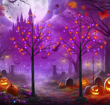 2 árboles negros 1,2 m con 100 LED morado/na...