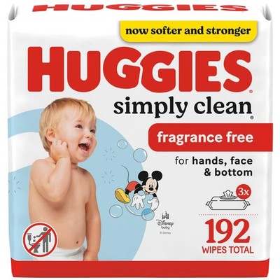 Huggies Simply Clean Fresh Scent Baby Wipes, 3 Flip-Top (192 Wipes total)