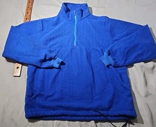 Vintage Eddie Bauer Sweater Men Large Tall Blue Herringbone 1/4 Zip Jacket