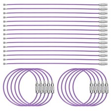 25pcs Wire Keychain Cable 6" Coated 1.5mm Stainless Steel Key Ring Purple