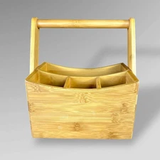 Totally Bamboo Utensil and Napkin Holder with Handle Variety of Uses