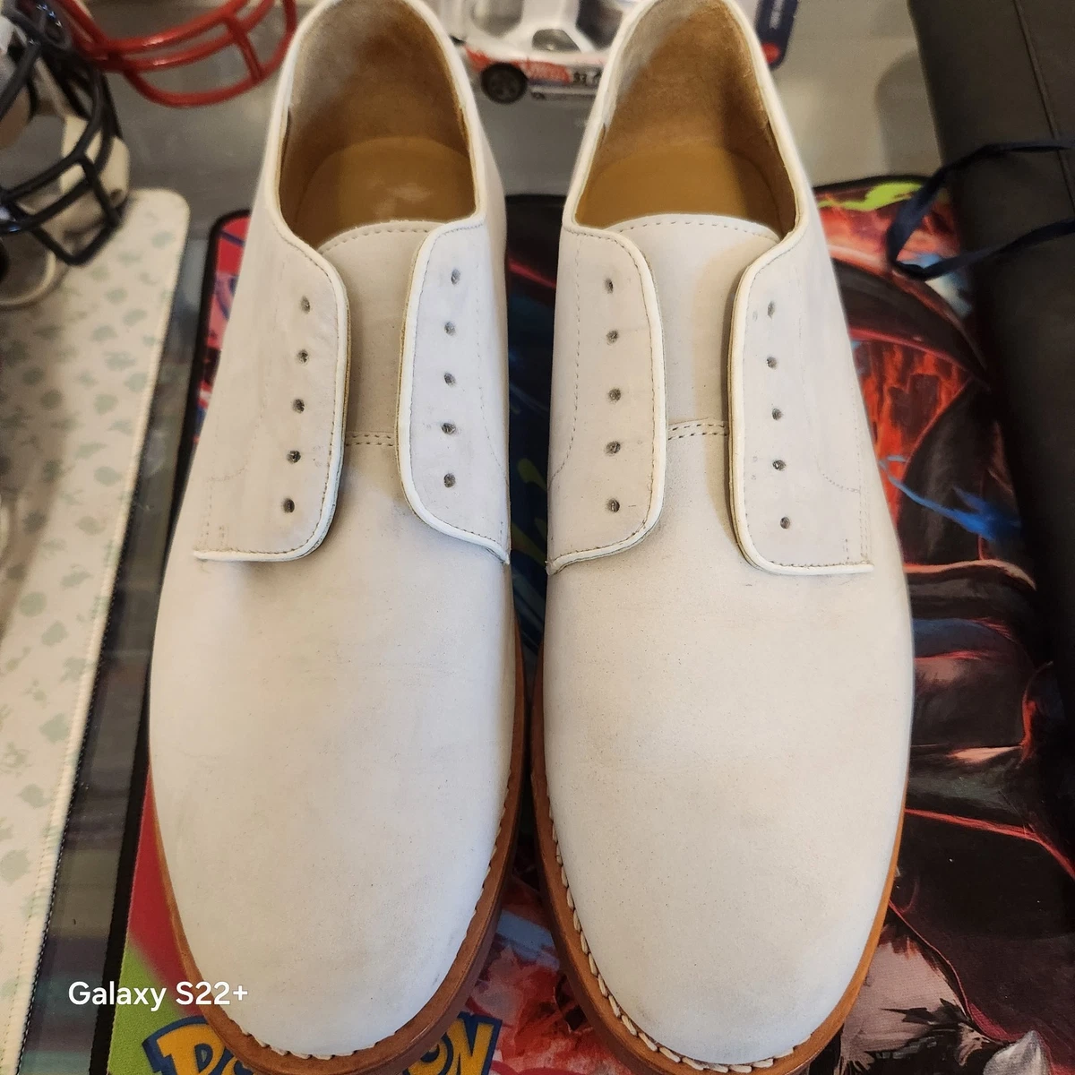 Vintage LL Bean Freeport Maine White Blue Bucks Red Sole Oxford Men\'s Size 9 D White Bucks In Men main image 2