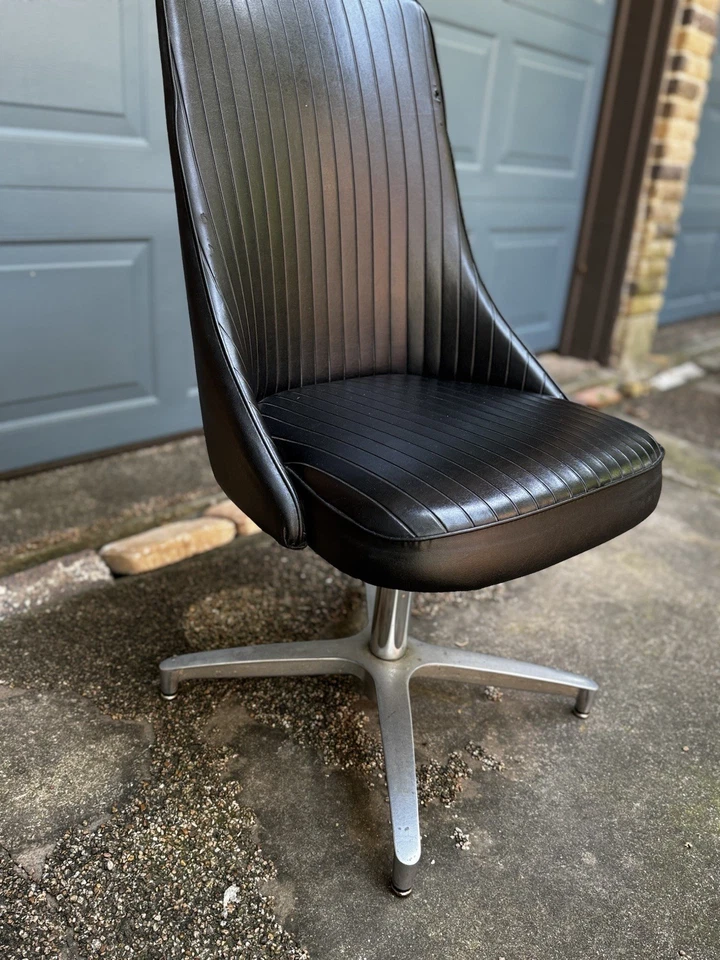 Vtg Mid Century Chromcraft Sculptura 68 Millenium Black Swival Chair - Image 4 of 4