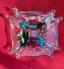 Vintage HANDBLOWN MURANO ??Glass Bowl  Blue  Green Dish Ashtray