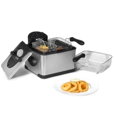 MegaChef 4.23 Qt Electric Deep Fryer Stainless Steel with Timer Silver