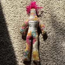DAMMIT DOLL Voodoo Groovy Retro Flowers Floral Garden Pink 13" GUC