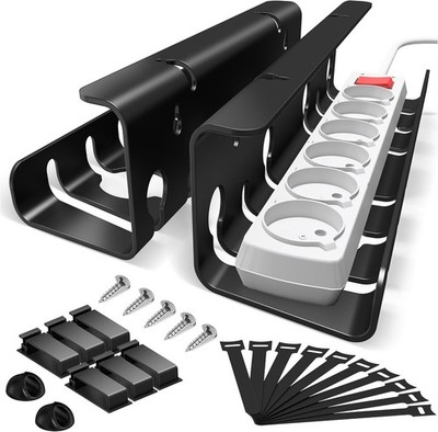 StowBin Cable Duct Desk for Cable Management - Set of 2 Stainless Steel Cable
