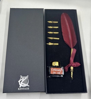 Kentaur Calligraphy Feather Pen Set with Ink & Nibs   Complete