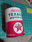 Vintage Texaco Improved Motor Oil Can Quart Empty Gas Service Station  — photo 1