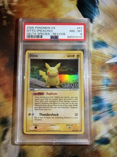 Pokemon Ex Delta Species Reverse Holo Foil #63 Ditto Pikachu PSA 8 Low Pop