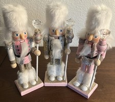 Lot of 3 Wood Nutcracker 9 Tall Christmas Decor Multicolored Mint Condition/work