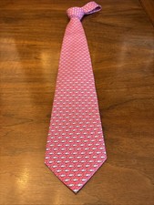 Vineyard Vines Red Shark Pattern Silk Tie Hand Picked by Shep and Ian