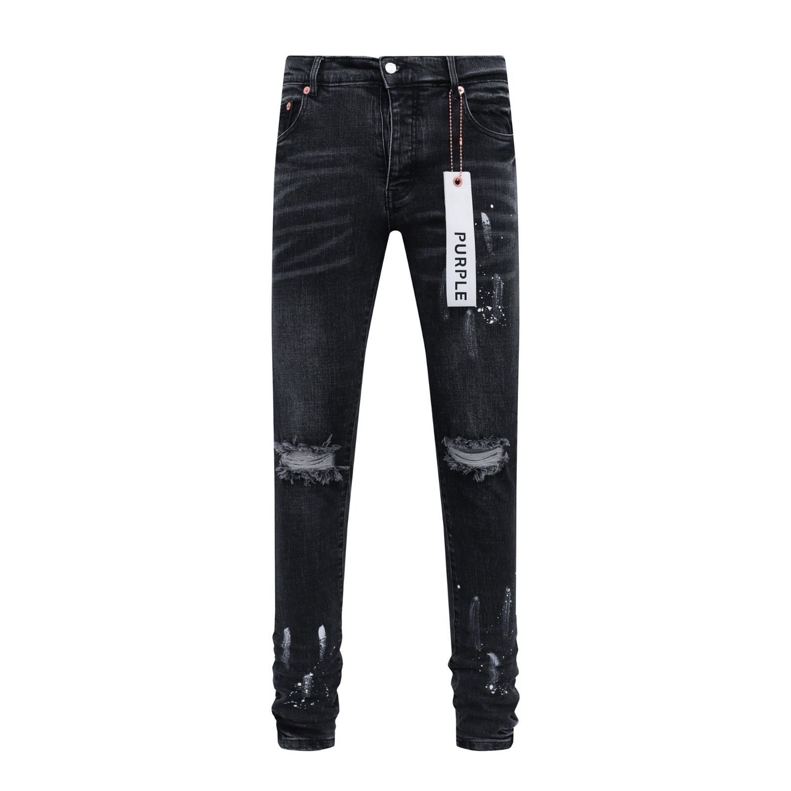 's Personality Distress Paint Splatter Slim Fit Jeans