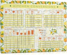 Kitchen Conversion Chart 11 x 8.5 inches, Conversions Oranges & Lemons 